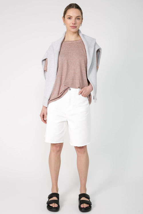 lift denim short / ivory white
