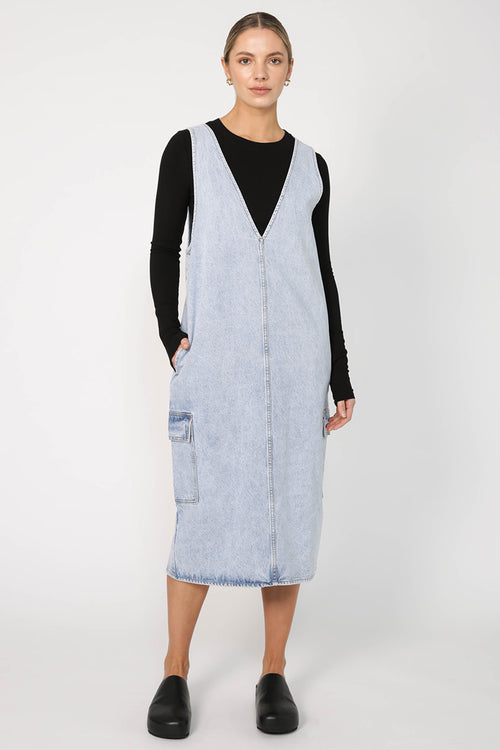 clique pinni dress / washed indigo blue