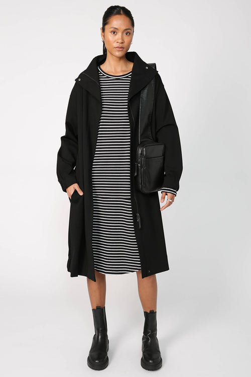 trickster dress / black|white stripe