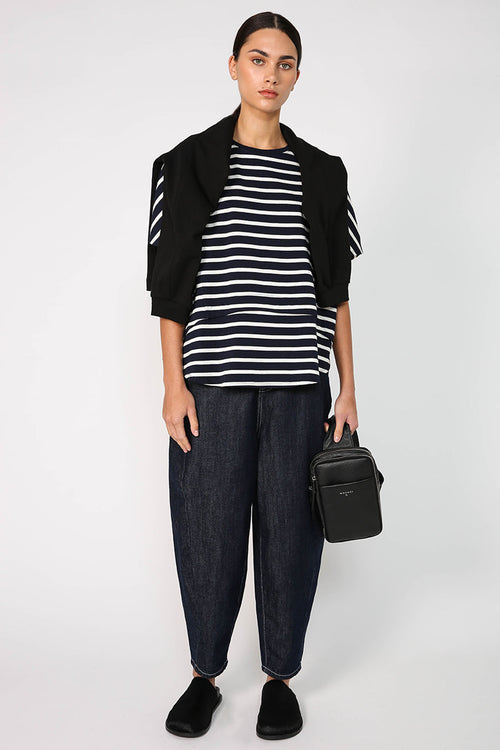 overturn tee / navy|white stripe
