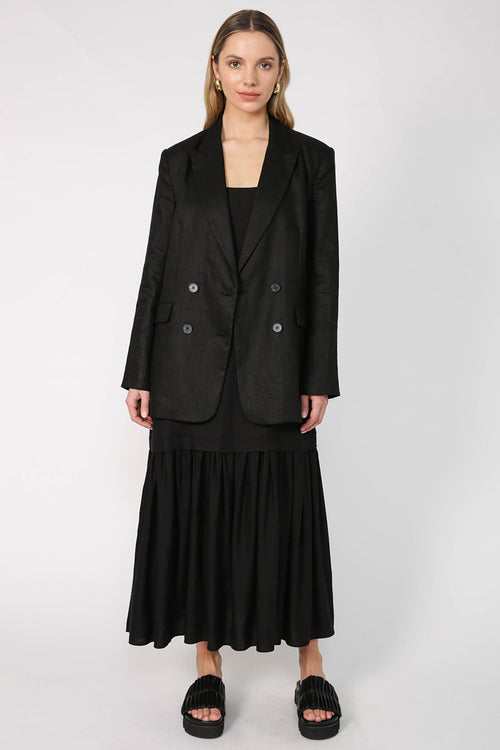 bypass blazer / black linen