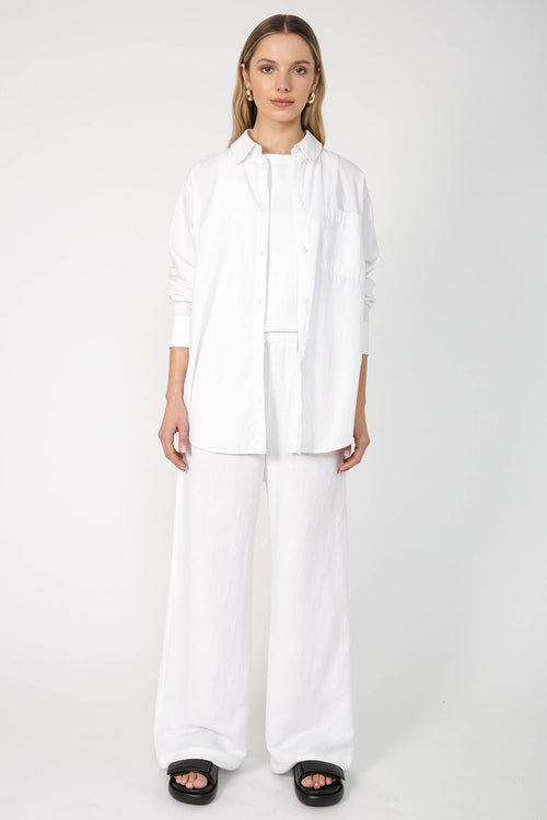 coached pant / white linen