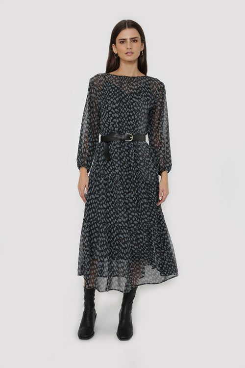 emanate dress / black|grey spot