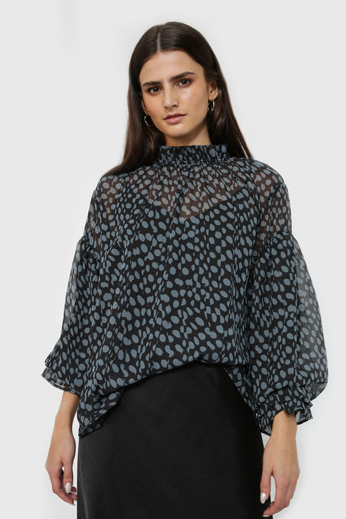 ruff shirt / black|grey spot