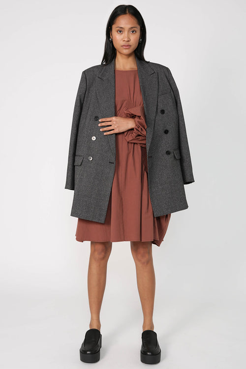 striate dress / chestnut brown