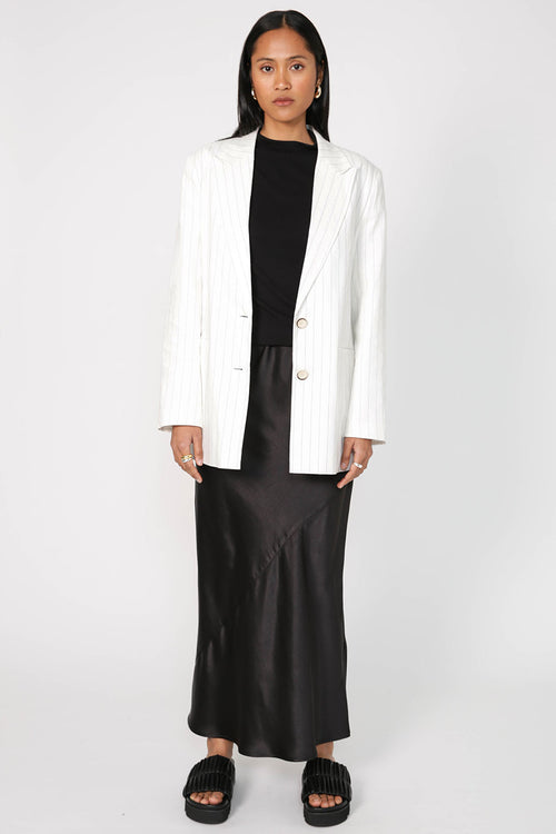 barrel blazer / ivory|black pinstripe