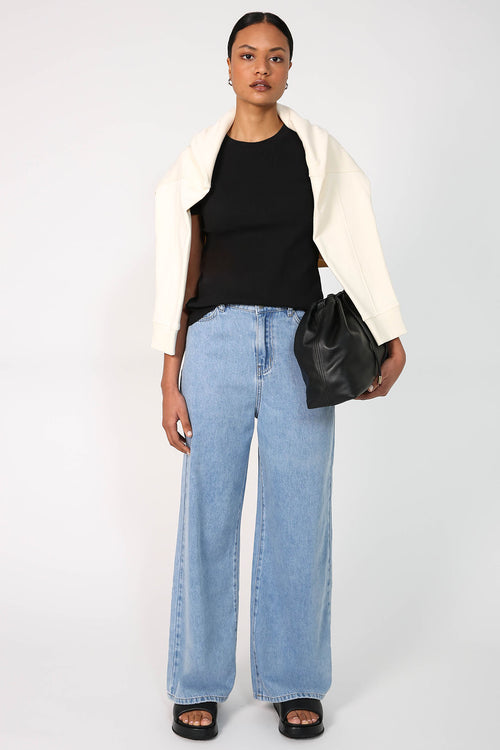 modest rib cap tee / black