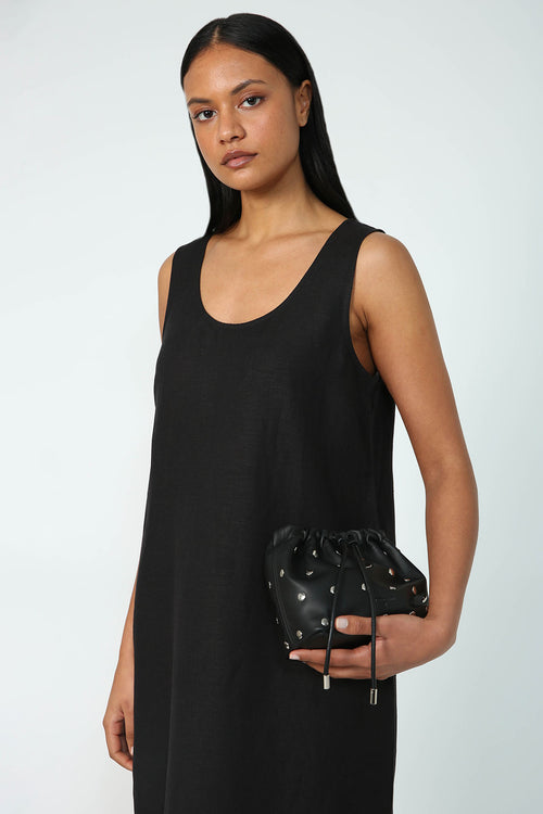 drawn mini stud bag / black | silver