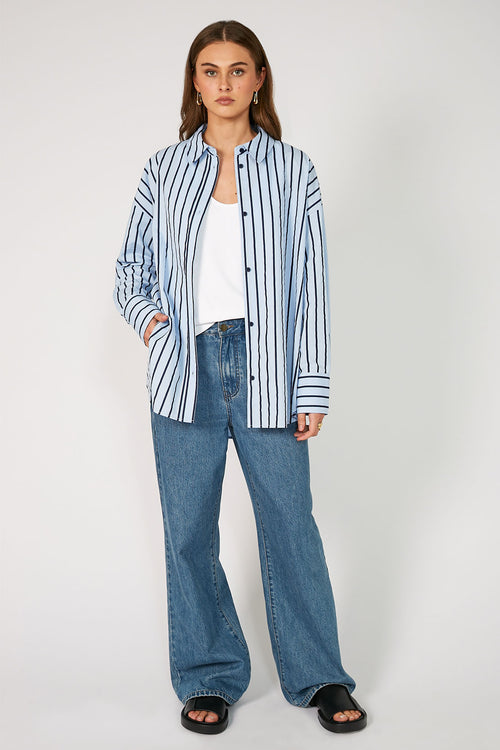 untold oversize shirt / blue|navy stripe