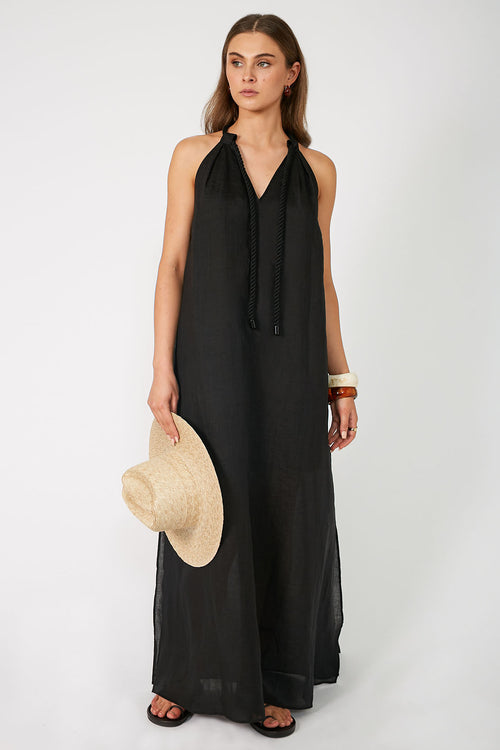 cable maxi dress / black