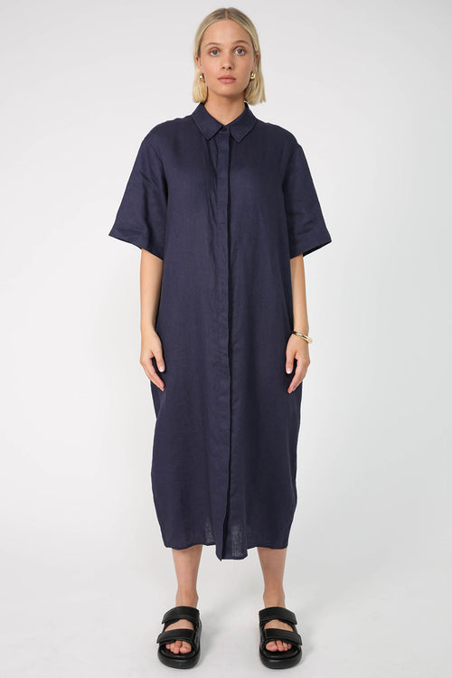 contract shirt dress / navy