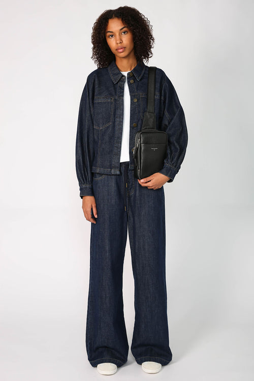 respite crop denim jacket / dark indigo