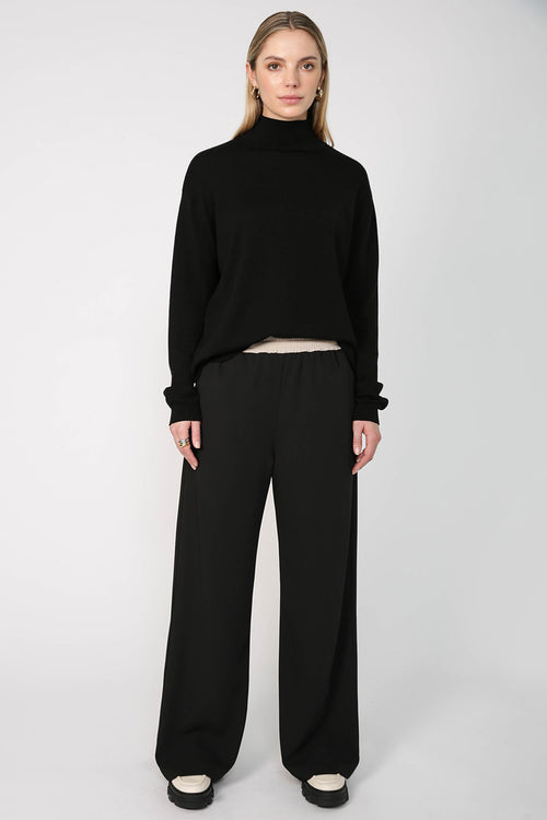 coached contrast pant / black