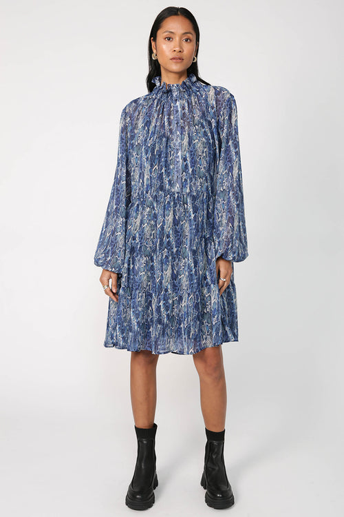 emissive long sleeve dress / blue cobra