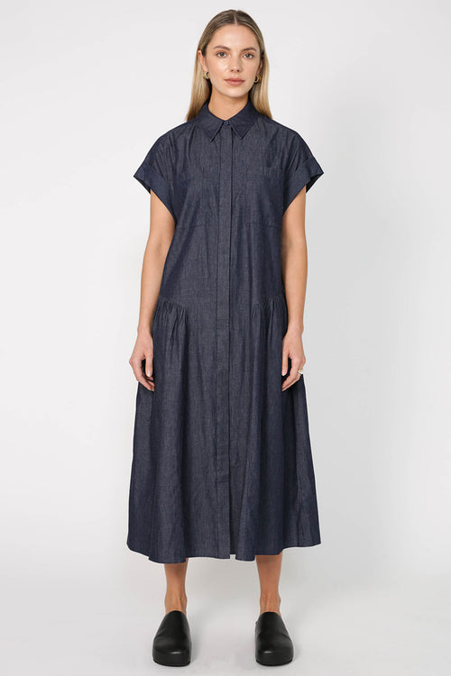 trekker midi dress / indigo blue