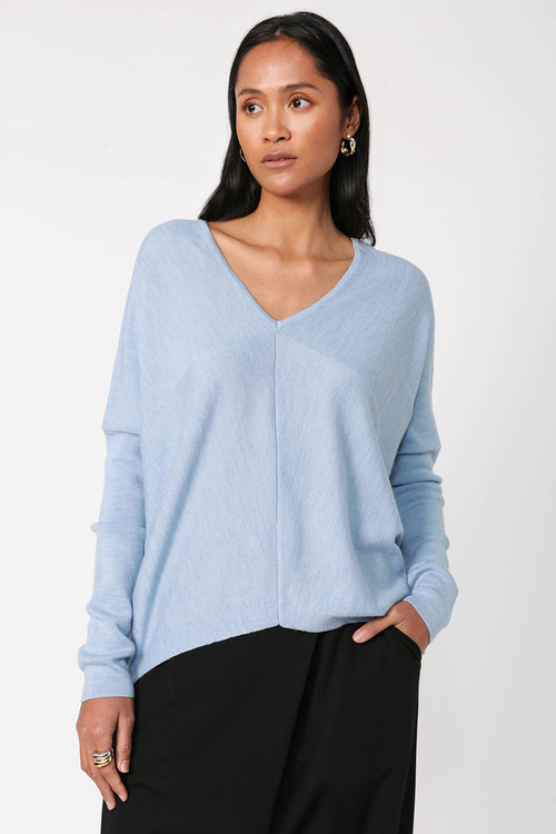 step sweater / sky blue marle