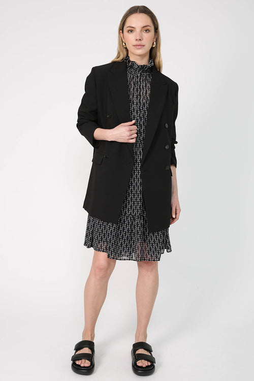 emissive tee dress / black|sand sequence print