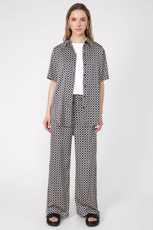 frame pant / navy|natural geo print