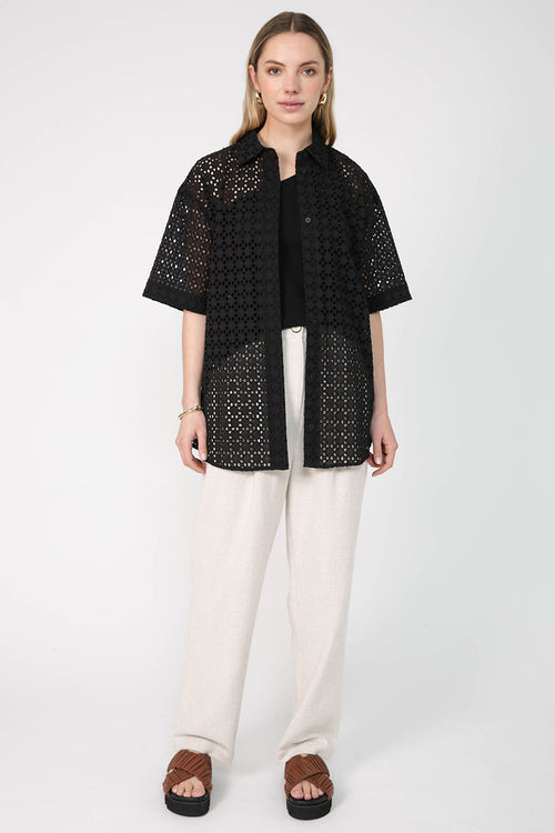 trooper broderie shirt / black