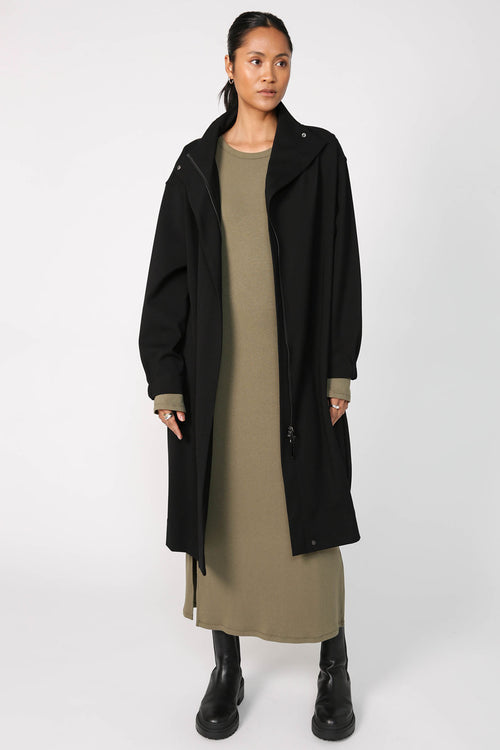 modest rib midi dress / khaki green