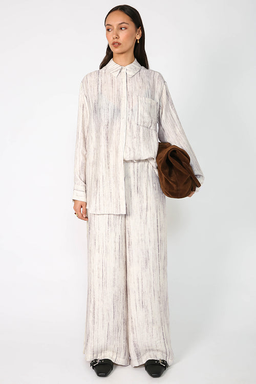 adapt contrast shirt / ivory marle