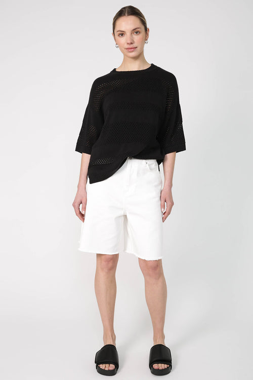 lift denim short / ivory white