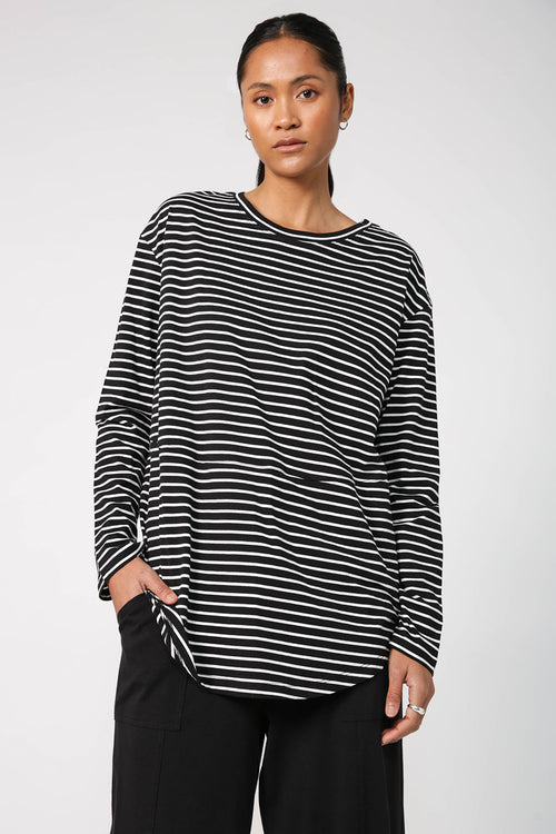 trickster top / black|white stripe