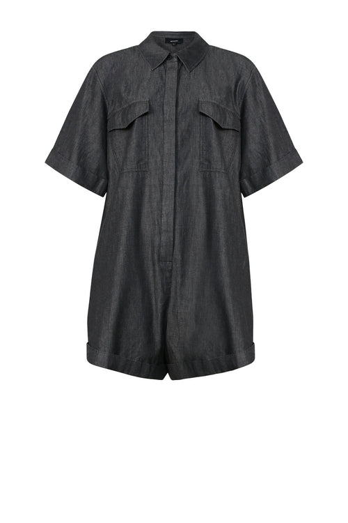 salute playsuit / black chambray