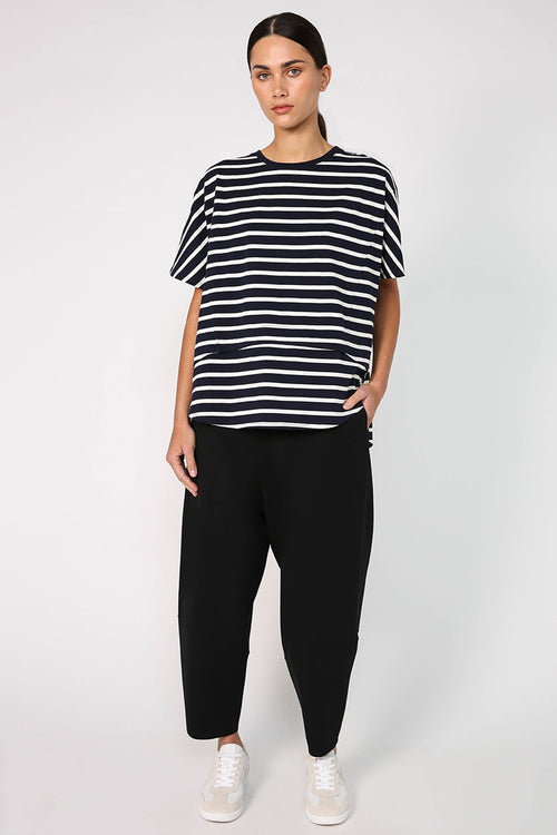 overturn tee / navy|white stripe