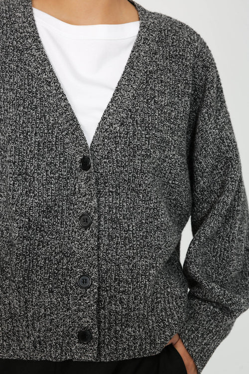 gain cropped cardi / black|white marle