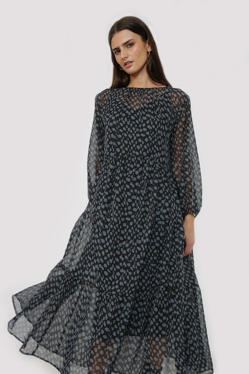 emanate dress / black|grey spot