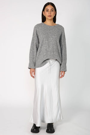 frame bias skirt / silver metallic