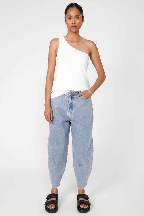 one shoulder tank / white