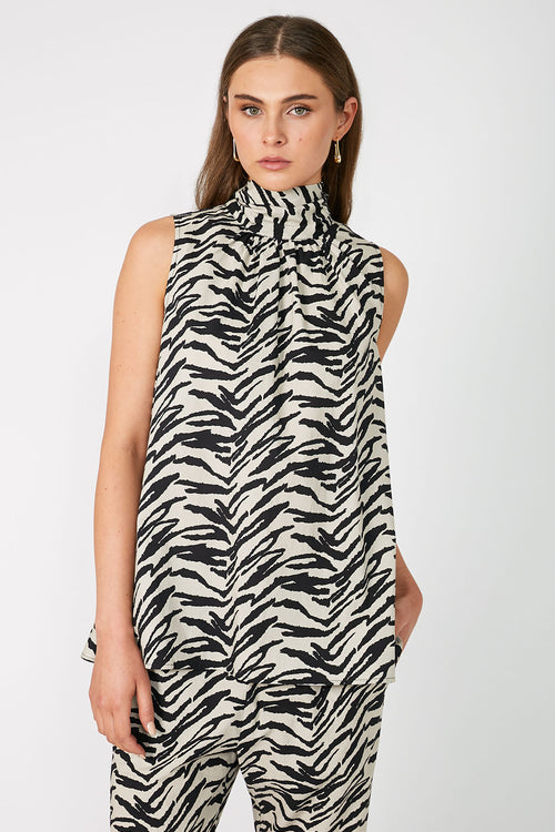area tank / natural|black abstract zebra