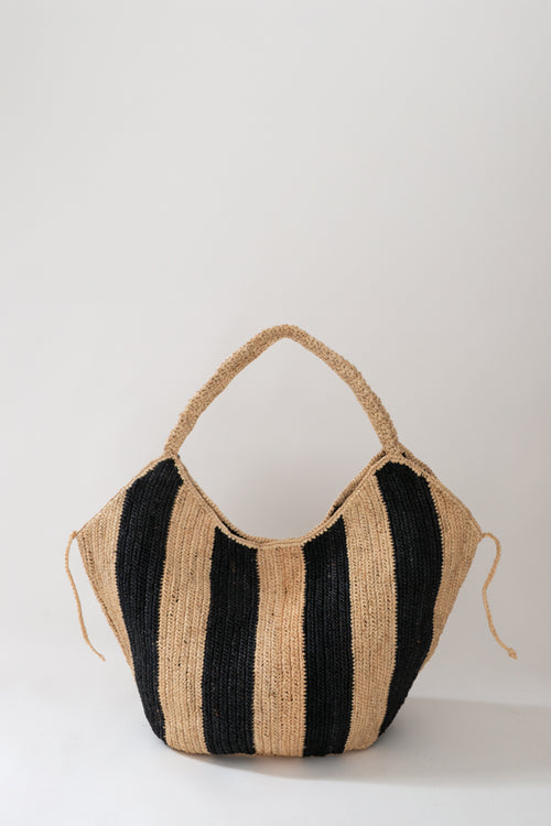sway straw bag / black|natural stripe