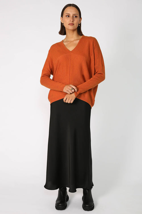 step sweater / persimmon orange