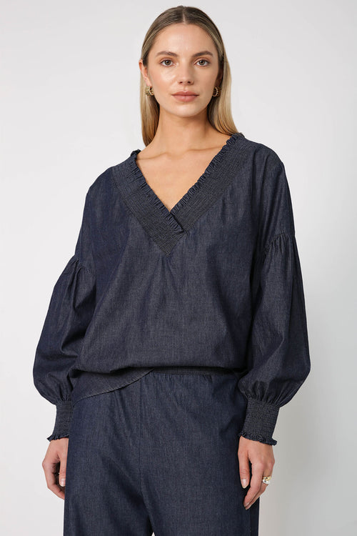 centric top / indigo blue