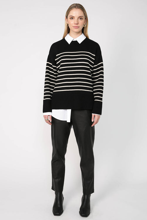 scan sweater / neutral|black stripe
