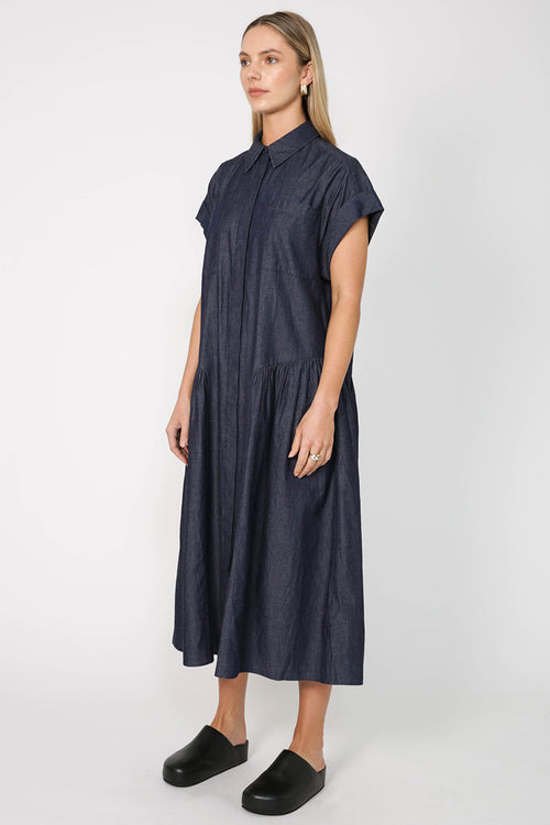 trekker midi dress / indigo blue