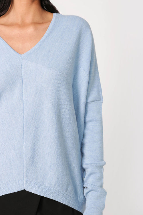 step sweater / sky blue marle