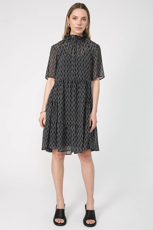 emissive tee dress / black|sand sequence print