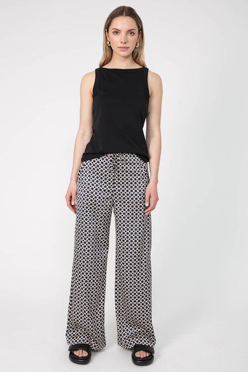 frame pant / navy|natural geo print