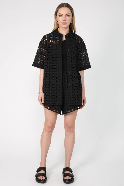 trooper broderie shirt / black
