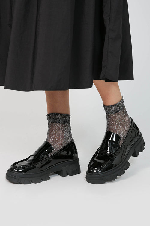sparkle mesh sock / black|silver