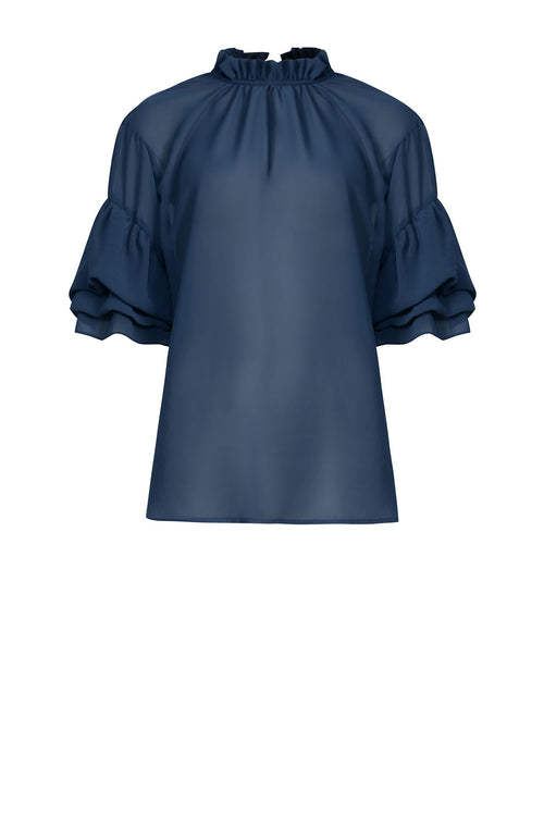 ruffed shirt / dark teal