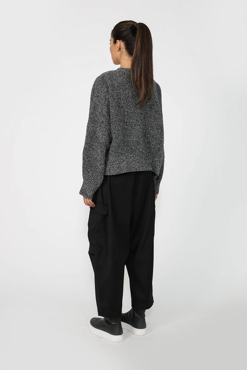 gain cropped cardi / black|white marle