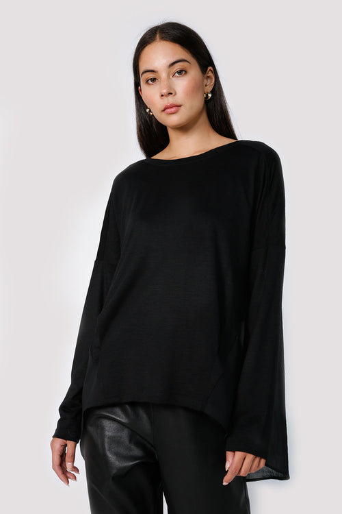 pivoted top / black merino
