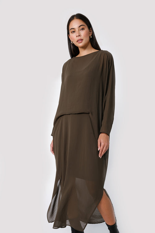 traverse dress / bark olive