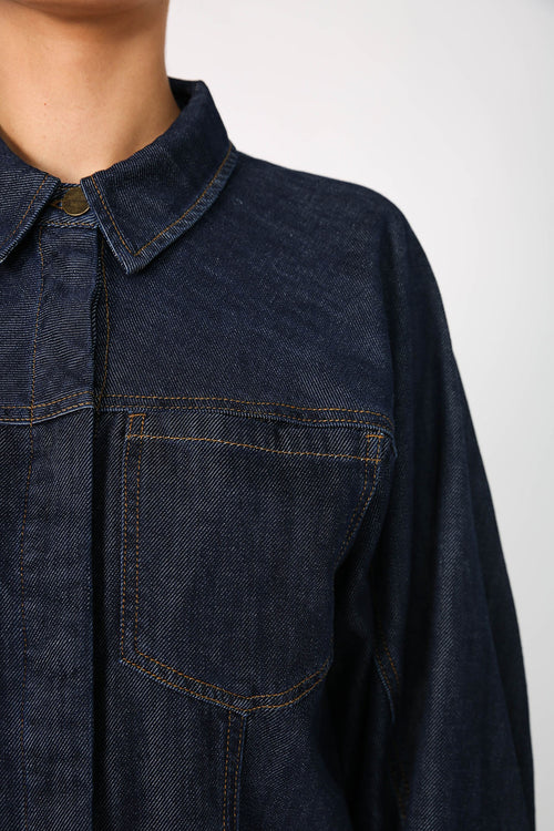 respite crop denim jacket / dark indigo