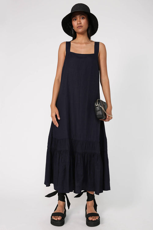 leashed dress / navy blue